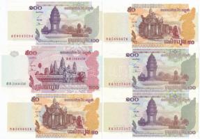 Vegyes: Kambodzsa 2001. 100R (3x) + 2002. 50R (2x) + 2004. 500R + Laosz 1979. 100K + 1988. 500K (2x)...