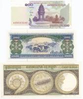 Vegyes: Kambodzsa 1956-1972. 100R + 1957-1975. 100R (2x) + 1973-1975. 500R + 2001. 100R + Laosz 2003...