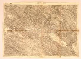 cca 1905 Bosznia, Mostar és környéke katonai térkép 40x50 cm / Bosnia Mostar and area map