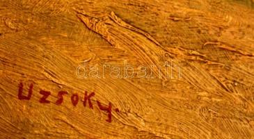 Uzsoky jelzéssel: Régi cimborák. Olaj, karton, keretben,  20×30 cm