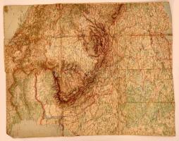 cca 1905 Közép-Európa vászon katonai térkép 90x100 cm / Central Europa and area map on canvas 90x100 cm