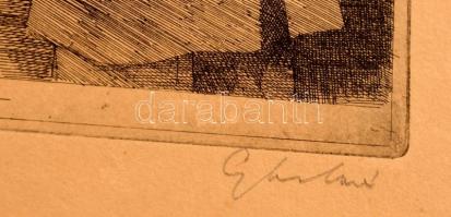 Olvashatatlan jelzéssel: TSZCS szervezése 1948. Rézkarc, papír, 19×29 cm