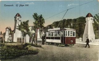 Temesvár, Timisoara; Új Béga híd, villamos / bridge, tram