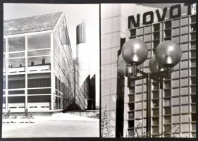 cca 1980 Budapesti épületek és látkép, többszerzős tétel, három kép feliratozva, 5 db vintage fotó, 30x40 cm és 25x38 cm között