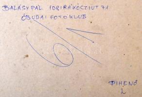 cca 1980 Balásy Pál: Pihenő, feliratozott vintage fotóművészeti alkotás, kasírozva, 29x39 cm