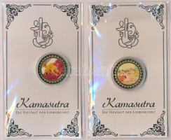 DN "Kámaszutra" 4db klf aranyozott Cu multicolor érem, német nyelvű leírással, tanúsítvánn...