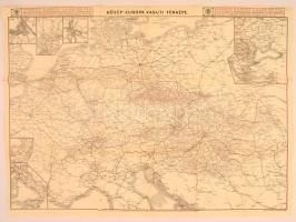 cca 1914 Közép-Európa vasúti térképe, lépték nélkül, Posner és fia, 53×70,5 cm