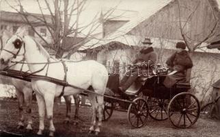 1912 Szepesófalu, Spisská Stará Ves; utcakép lovas hintóval / street view with chariot, photo (EK)