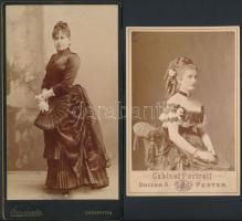 cca 1880-1900 Úri dámák divatos ruhákban. 7 ndb nagyobb méretű keményhátú fotó