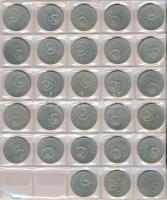 254db-os vegyes külföldi fémpénz tétel albumba rendezve, közte Franciaország, Jugoszlávia, Olaszorsz...