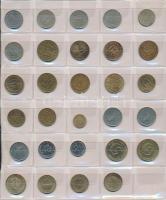 254db-os vegyes külföldi fémpénz tétel albumba rendezve, közte Franciaország, Jugoszlávia, Olaszorsz...