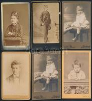 cca 1880-1900 12 db középosztálybeli családot ábrázoló keményhátú fotó