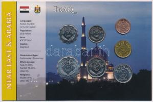 Irak 1981-2004. 5f-100D (7xklf) fémpénz szettben T:1 Iraq 1981-2004. 5 Fils - 100 Dinar (7xdiff) metal coins in set C:UNC