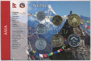 Nepál ~1990-2000. 10p-10R 7xklf db-os forgalmi szett T:1 Nepal ~1990-2000. 10 Paisa - 10 Rupees 7xdiff pcs in coin set C:UNC