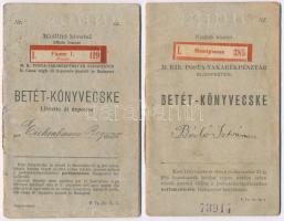 cca 1907-1909 2 db postai takarékpénztári betétkönyv (Fiume, Szatymaz)