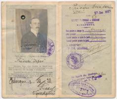 1922 Fényképes magyar útlevél, román bejegyzéssel