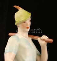 Hollóházi libás fiú, kézzel festett, jelzett, hibátlan, m: 22,5 cm