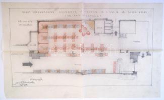 cca 1940 Devecska Ferenc belsőépítész, tanár által készített buffet és espresso terv a Budapest. V. ...