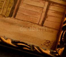 RJO jelzéssel: Balavásár. Akvarell, papír, üvegezett kertben, 17×22 cm