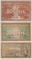 Francia Indokína 1939. 10c + 20c + 50c T:II-,III 20c-en ragasztónyom French Indo-China 1939. 10 Cents + 20 Cents + 50 Cents C:VF,F glue mark on 20 Cents