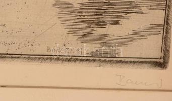 Barczi Pál (1933-2003): Tokaj. Rézkarc, papír, jelzett, üvegezett keretben, 29×39 cm