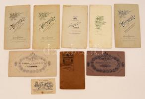 cca 1900-1910 Keményhátú női, férfi, és gyermek portré és családi fotók, 9 db, köztük színezett műte...