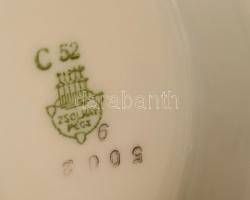 Zsolnay szószos tál, aranyozott, kézzel festett, jelzett, kopásnyomokkal, m: 8 cm