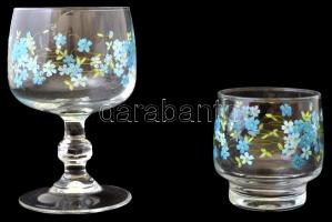 2 db matricás üveg pohár, hibátlanok, m:7-12,5 cm