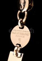 Ezüst(Ag) hajlított ívelt keresztes, állítható hosszúságú karlánc, jelzett, max: 20 cm, nettó: 13,3 ...