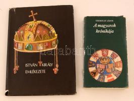 Vegyes történelem könyvek, 2 db.: Thuróczy János: A magyarok krónikája. Fordította Horváth János. Pro Memoria. Budapest, 1980, Európa Könyvkiadó. Kiadói viseltes papírkötés.  István Király Emlékezete. Budapest, 1971, Magyar Helikon. Kiadói egészvászon kötés, kiadói szakadozott papírborítóban.