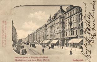 Budapest VII. Erzsébet körút, Royal szálloda, Divald Károly, villamos (EK)
