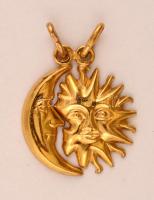 Aranyozott ezüst(Ag) Nap-Hold függő, jelzett, 2,5x2,4 cm, nettó: 7,2 g