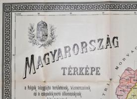 1901 Magyarország térképe a folyók vízgyűjtő területének, vízmércéinek és a csapadékmérő állomásokna...
