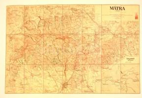 1929 Mátra, 1:50000, papír, vászonra kasírozva, Budapest, Turistaság és Alpinizmus lap-, könyv-, és térképkiadó Rt., 85x55 cm.