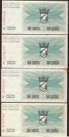 Bosznia 1993. 100D (4x) felülbélyegzésekkel "TRAVNIK,SARAJEVO" T:I-,II-
