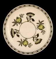 Hollóházi mokkás csésze és alj készlet, matricás, jelzett, hibátlan, eredeti dobozában