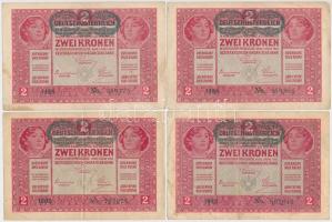 1917. 2K (4x) mindegyik "Deutschösterreich" felülbélyegzéssel és hamis "IV. Sz. Vörös...
