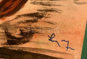 Lehoczkay József (1957-): Alvó madár. Vegyes technika, papír, jelzett, 41×29 cm