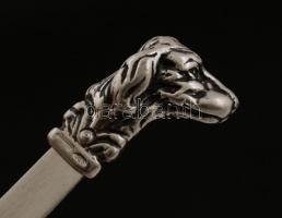 Könyvjelző ezüst(Ag) kutyafej alakú fejrésszel, jelzett, h: 9 cm, br: 9 g