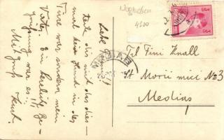 1929 Nagyszeben, Hermannstadt, Sibiu; Templom, Zeppelin léghajó / church, Zeppelin airship, photo