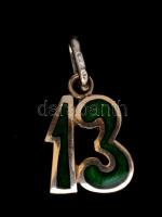 Ezüst(Ag) "13" függő, jelzett, 2x1,5 cm, br: 3 g