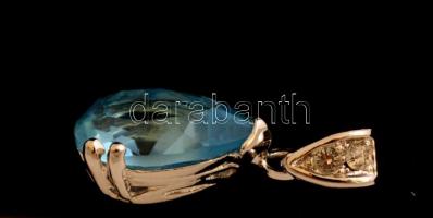 Ezüst(Ag) kék kővel díszített, csepp alakú függő, jelzett, 1,7x1,2 cm, br: 2,6 g