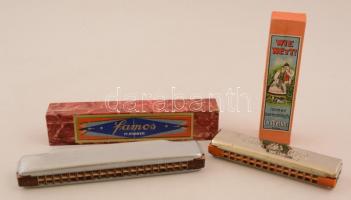 Hohner Wie nett és Famos szájharmonika, eredeti dobozában, jó állapotban, h:11,5 cm és 16 cm