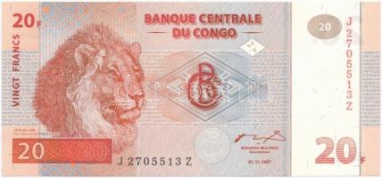 Kongói Demokratikus Köztársaság 1997. 20F T:I Congo Democratic Republic 1997. 20 Francs C:UNC Krause 88A