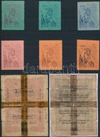 1902 Kossuth Lajos 6 db-os levélzáró sor és a bankó + szövegmagyarázat