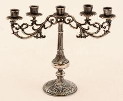 Ezüst(Ag) ötágú gyertyatartó, jelzett, 9x10,5 cm, nettó: 62,7 g