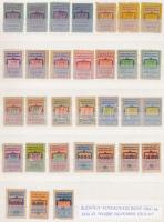 1945-1946 Budapest forgalmi adó bélyegek szín és fogazat változatok szerint 2 berakólapon