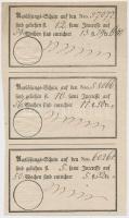 Budapest / Pest ~1825-1873. 3db zálogjegy klf névértékekkel, ívben, Kön. Hauptversatzamt zu Pest szárazpecséttel