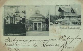 1898 Balatonfüred, Stefánia Yacht Club háza, Kápolna, Vaszary hercegprímás nyaralója, Kiadja Krausz A. fia (lyukak / pinholes)