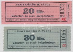 ~1930-1940. 20f + 30f "Nagykőrös M. Város - Vásártéri és piaci helypénzjegy" T:III